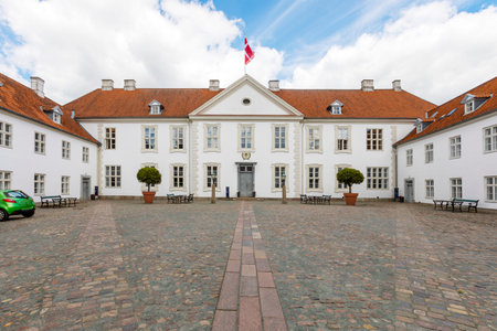 Courtyard of Odense Palace, former monastery building today being used by municipal government of Odense, Denmarkのeditorial素材