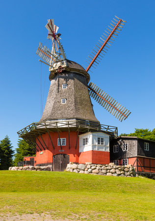 Historic windmill near TranekÃ¦r, Langeland, Denmark, belonging to the castle, today inhabiting a museumのeditorial素材