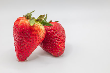 strawberry isolated on white background with clipping path and copy spaceの写真素材