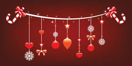 Christmas joy with cheerful hanging ornaments のイラスト素材