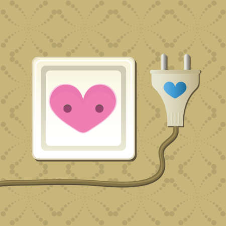 Illustration of Socket and plug, matching of woman and man のイラスト素材