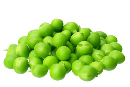 fresh green peas isolated on a white backgroundの写真素材