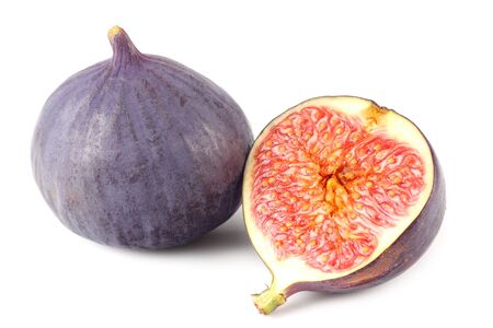 Figs with cut slice isolated on white backgroundの写真素材