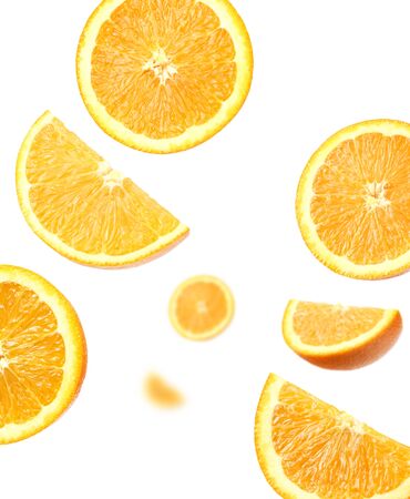 sliced orange isolated on white background. Seamless texture or patternの写真素材