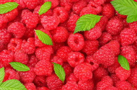 healthy background. Fresh and sweet raspberries background