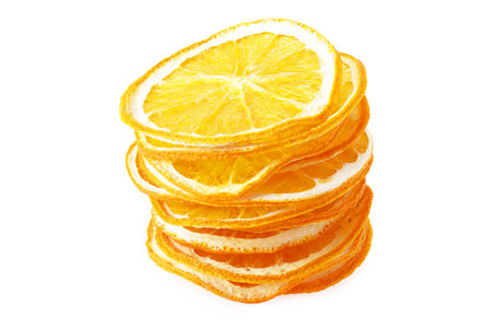dried slices of orange isolated on a white background
