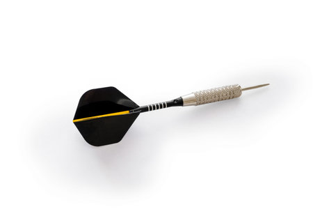 Sharp steel dart on a white isolated background. Determination in getting success.