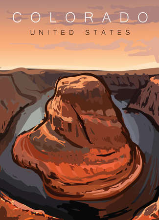 Colorado modern poster vector illustration.Colorado desert landscape,United states.のイラスト素材