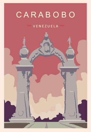 Carabobo retro poster. Carabobo travel illustration. States of Venezuela greeting card.のイラスト素材