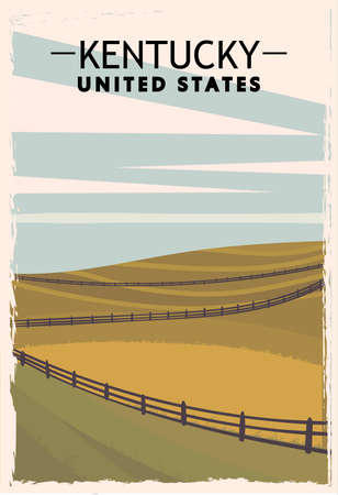 Kentucky retro poster. USA Kentucky travel illustration. United States of America greeting card. vector illustration.のイラスト素材