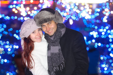 happy couple hugging and smiling