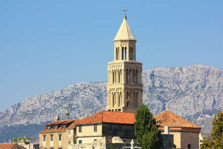 Split bell tower and the Dalmatiansの写真素材