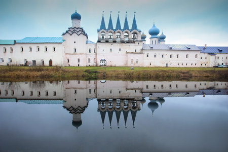 Russian orthodox Monastery reflecting in the lake