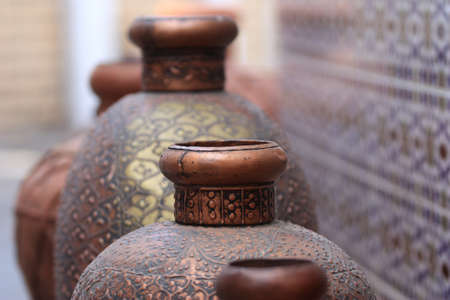classic oil and water jugs in Omanの写真素材