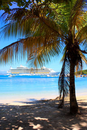 cruise ship in paradiseの写真素材