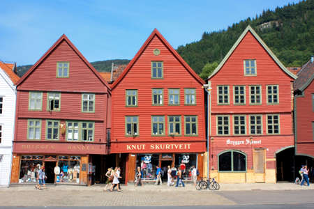 Bryggen district in Bergen, Norwayのeditorial素材