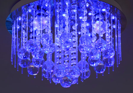 blue crystal chandelierの写真素材