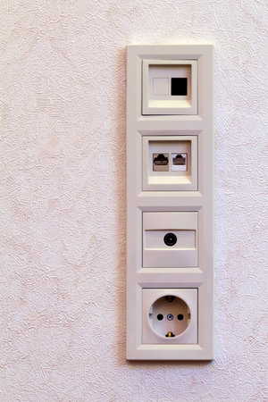 socket frame for internet, tv cable and electricity