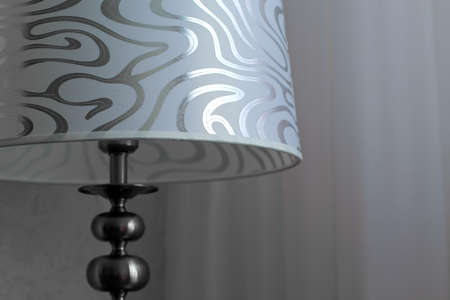 floor lamp with silver and white shadeの写真素材