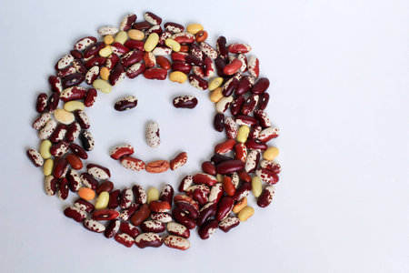 red speckled kidney beans face smilingの写真素材