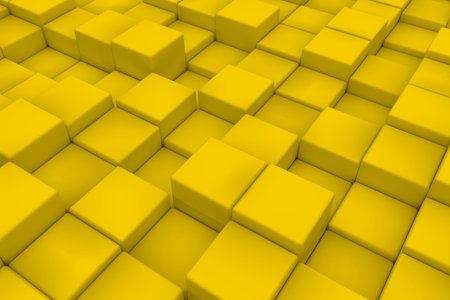 Diagonal surface made of yellow cubes. Abstract background. 3d renderの写真素材