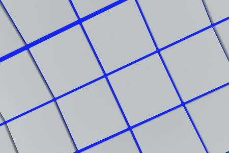 Wavy surface made of white cubes with glowing background, abstract background, 3d render illustrationの写真素材