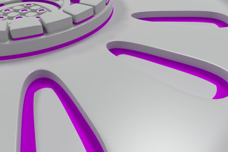 White futuristic technological background made from extruded shapes with glowing lines. Abstract...