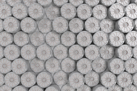 White futuristic technological background made from extruded shapes with glowing lines. Abstract...