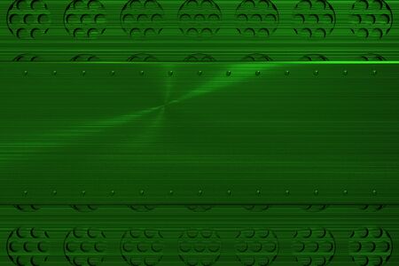 Abstract metal banner. Rectangular metal plate with rivets on circular grille background. 3D render illustrationの写真素材