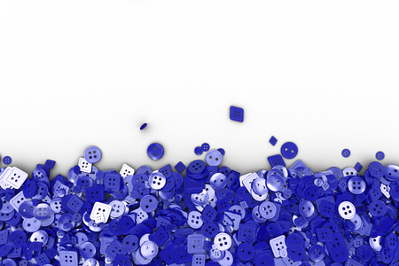 Colorful background made from sewing buttons. Pile of buttons isolated on white background. 3D render illustrationの写真素材