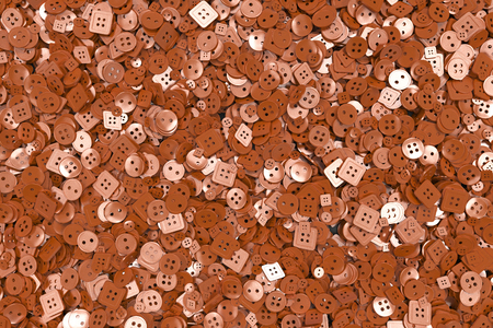 Colorful background made from sewing buttons. Pile of buttons isolated on white background. 3D render illustrationの写真素材