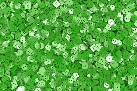 Colorful background made from sewing buttons. Pile of buttons isolated on white background. 3D render illustrationの写真素材