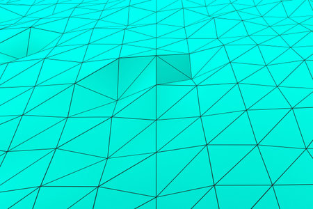 Abstract futuristic background made of polygonal shape. Colored low poly displaced surface with dark...