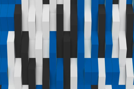 Abstract 3D rendering of matte plastic waves. Bended stripes background. Reflective surface pattern....