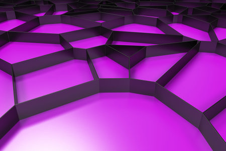 Abstract black 3d voronoi grate on colored background. Speaker grille. Chaotic line structure. 3D...