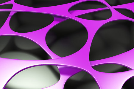 Abstract 3d voronoi organic structure on black background. Chaotic structure. 3D render illustration