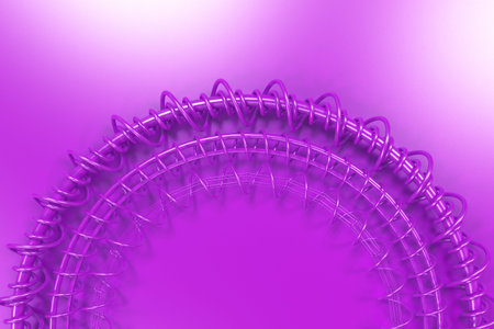 Concentric shape made of rings and spirals on violet background. Abstract geometric background. 3D rendering illustrationの写真素材