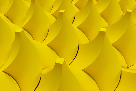 Pattern of yellow twisted pyramid shapes. Abstract background. 3D rendering illustration.の写真素材