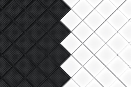 Futuristic industrial background made from black and white square shapes. Abstract pattern. 3D...