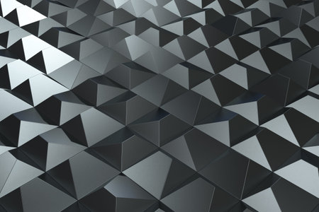 Pattern of black pyramid shapes. Wall of pyramid. Abstract background. 3D rendering illustration.
