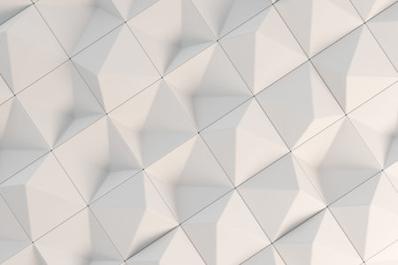 Pattern of white pyramid shapes. Wall of pyramid. Abstract background. 3D rendering illustration.