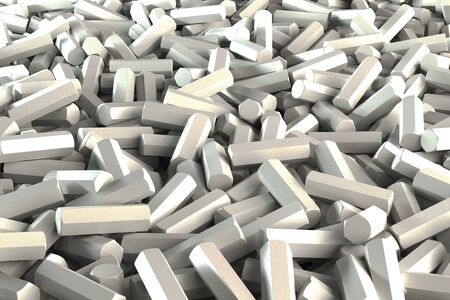A pile of white hexagon details. Abstract background. 3D rendering illustrationの写真素材