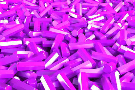 A pile of violet hexagon details. Abstract background. 3D rendering illustrationの写真素材