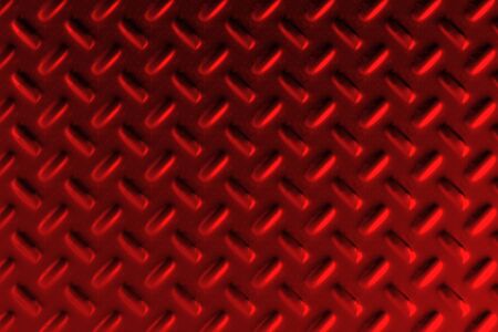 Red dirty checkered steel plate. Abstract background. 3D rendering illustrationの写真素材