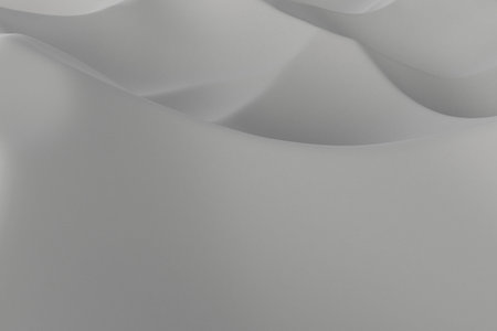 White abstract background. Randomly displaced 3d surface. Voronoi pattern. 3D rendering illustrationの写真素材