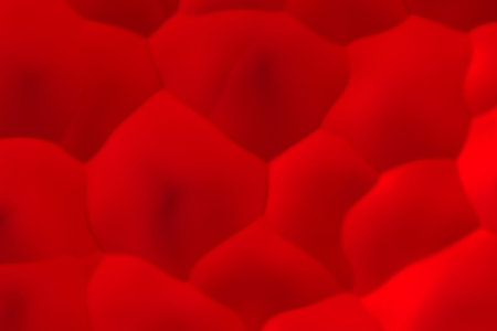Red abstract background. Randomly displaced 3d surface. Voronoi pattern. 3D rendering illustrationの写真素材