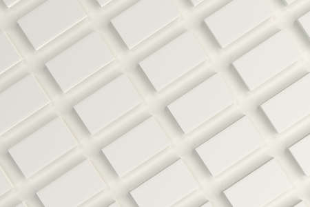 White blank business cards mock-up on white background. Corporate stationery template. 3D rendering illustrationの写真素材