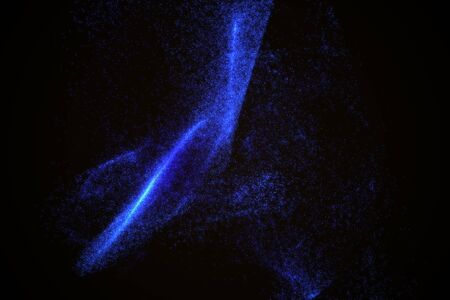 Abstract background made of blue glowing particles. Space shapes. Energy concept. 3D render illustrationの写真素材