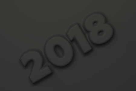 Black 2018 number bas-relief. 2018 new year sign. 3D rendering illustrationの写真素材