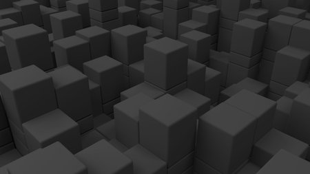 Wall of grey cubes. Abstract 3d background. 3D render illustrationの写真素材